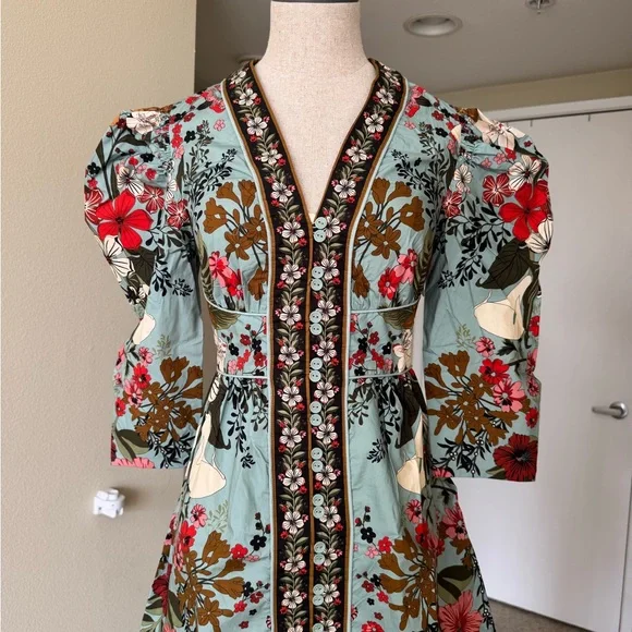 Farm Rio Blue Beauty Bouquet Mini Dress XS NWT - Picture 6 of 12